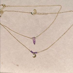 Amethyst/Moon Necklace Set